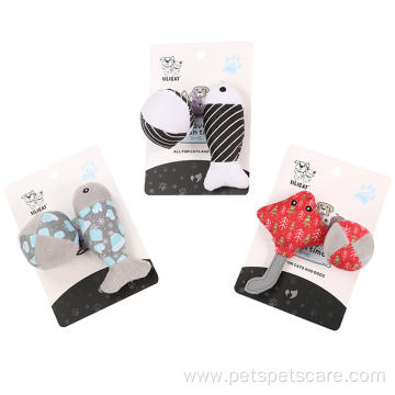 Three different plush fish ball cat toys set